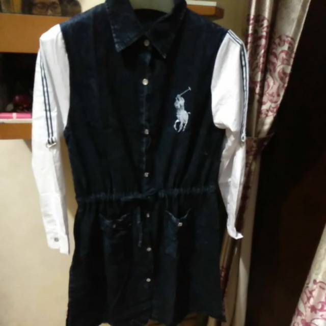 Tunik Levi's denim kombinasi warna putih