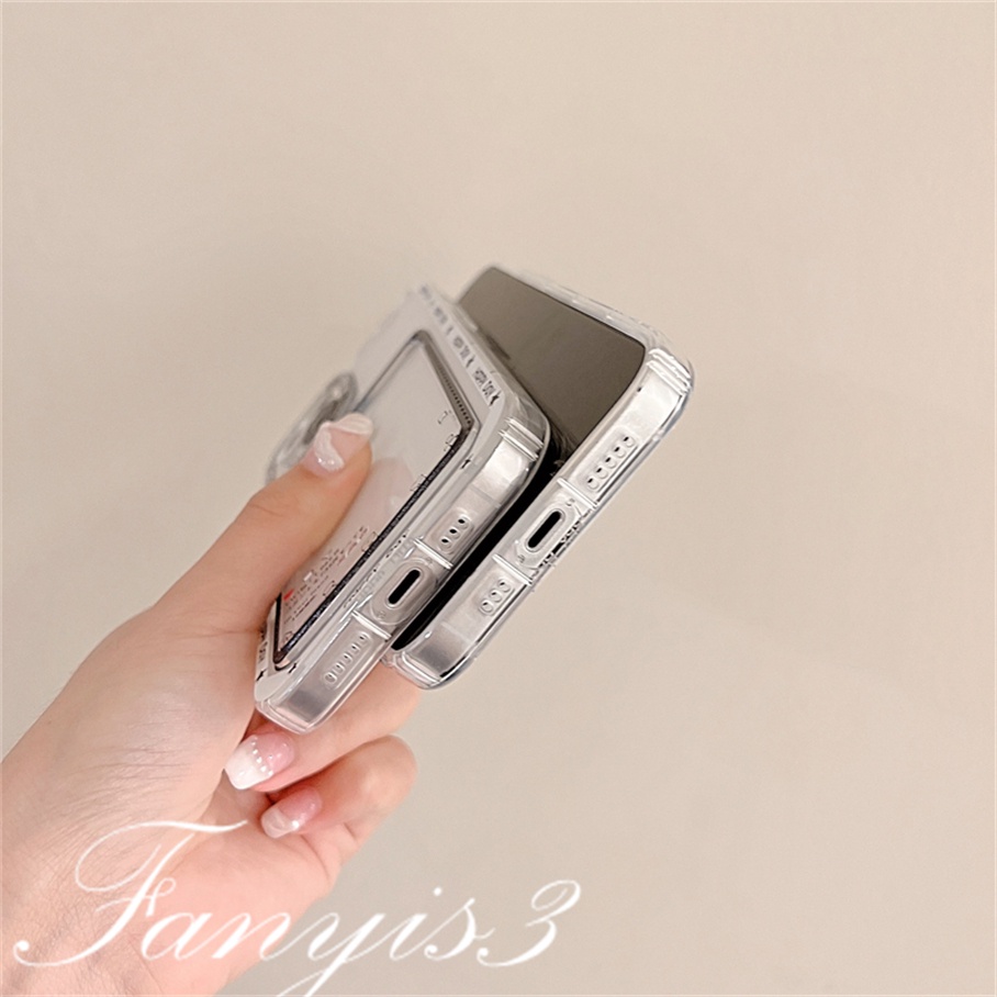 Compatible For IPhone 14 13 12 11 Pro Max X XR Xs Max 8 7 Plus SE 2020 Soft Case TPU Transparan Holder Kartu Musik Cover