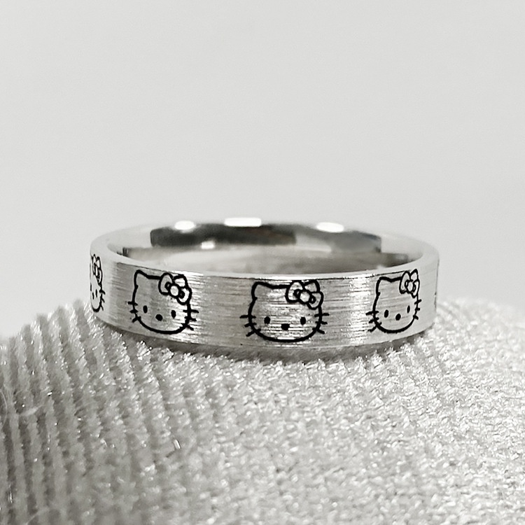 Cincin Alloy Lapis Silver Model Kucing Simpel Untuk Wanita