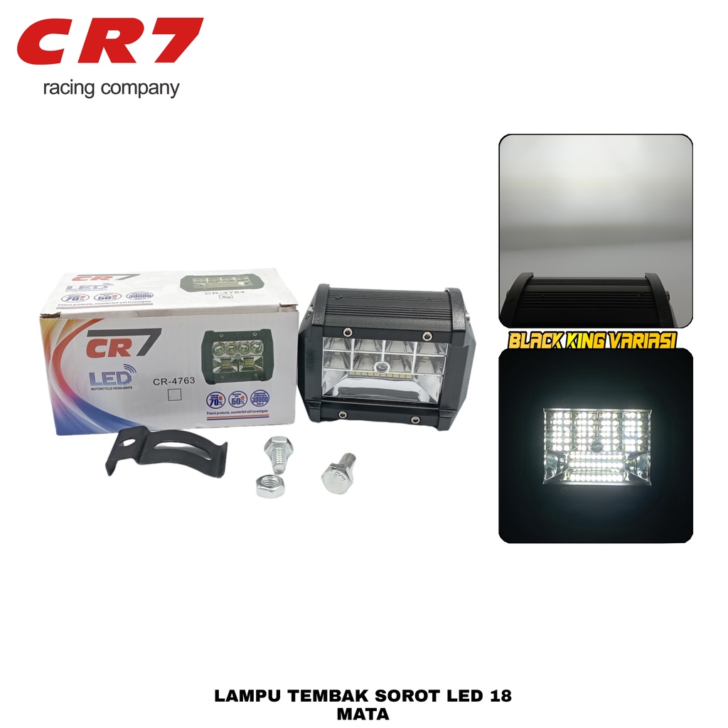 Lampu Tembak Sorot LED 18 Mata CR7 3 Susun LED Touring Motor Mobil Offroad Waterproof