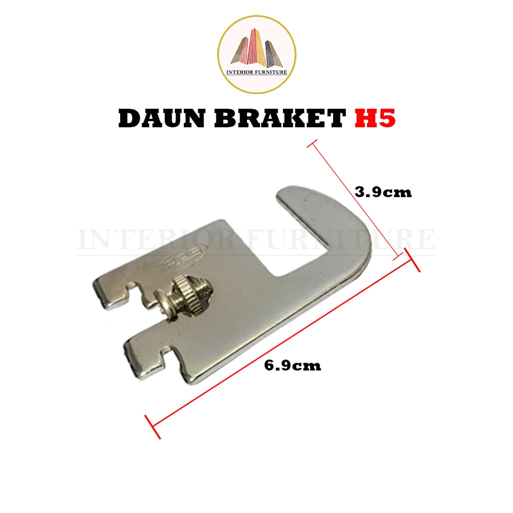 Bracket Pipa Kotak 5 cm Stainless Steel - Daun Braket H5 - Braket Dinding Kaca