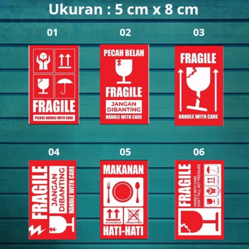 

(PER PCS) stiker fragile | stiker fragile murah | ukuran 5 x 8 cm | stiker pengiriman label | fragile merah/ sticker fragile 5x8 cm