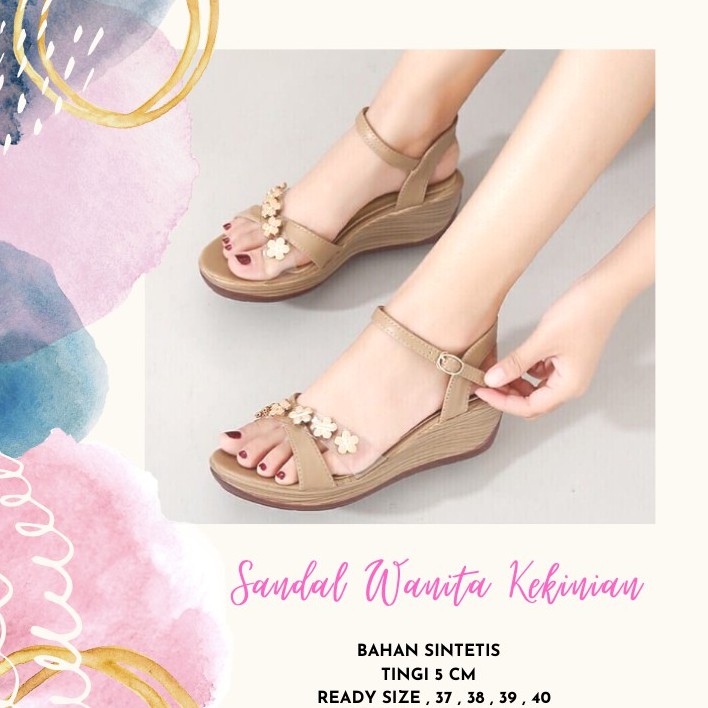 Sandal Sendal Wedges Cantik Kekinian Wanita Remaja Cewek Perempuan Korea Murah Terbaru 2021