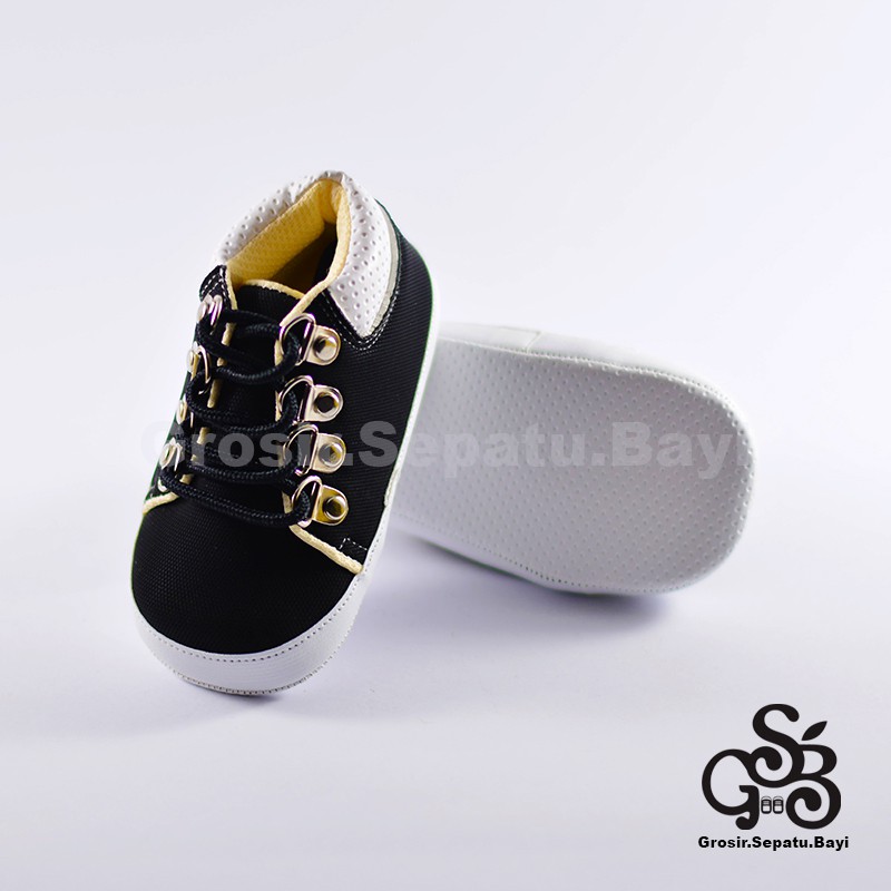 sepatu bayi baby shoes prewalker laki laki umur 2 sampai 14 bulan model edgy tali warna hitam