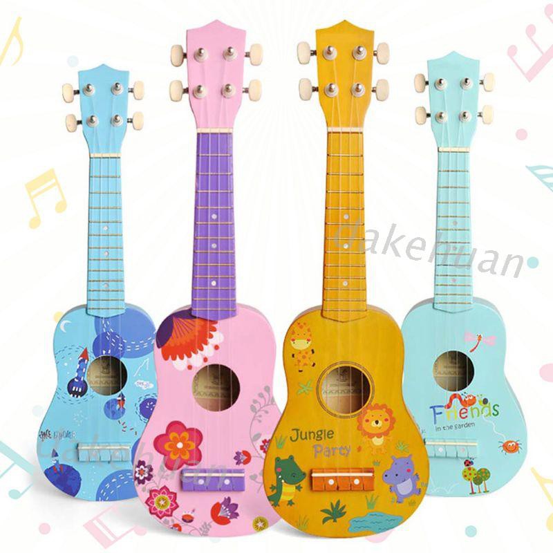 Dk Cartoon Colorful Acoustic Ukulele 4 Strings Small Guitar Children Instrument Shopee Indonesia