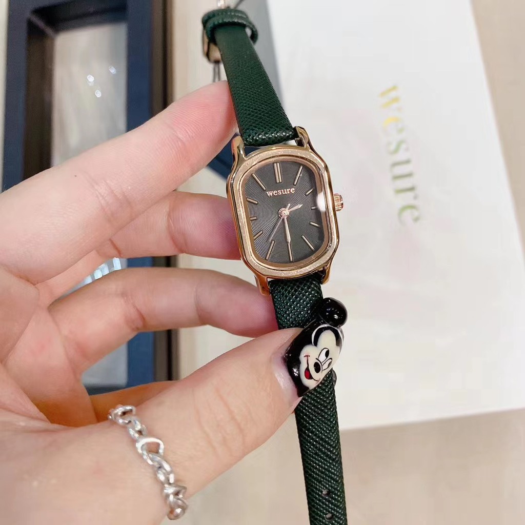 Jam Tangan Analog Wanita Kecil Strap Pu Dial Kotak Gaya Korean Watch Fashion Wanita