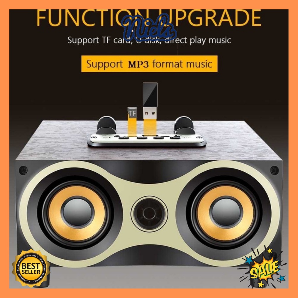 Speaker Bluetooth Kayu Klasik FM Radio MP3 USB