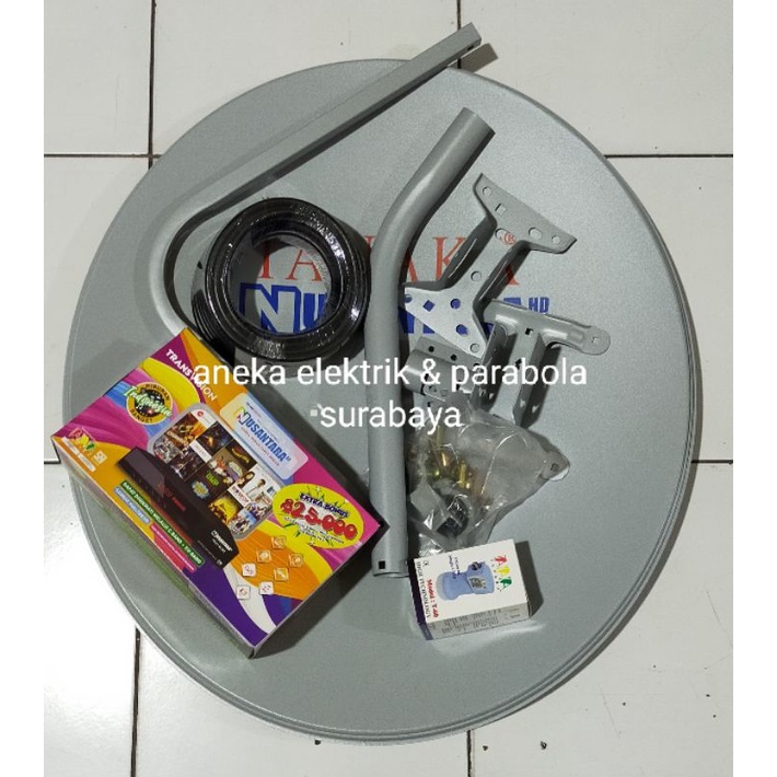 Paket Transvision Nusantara HD Parabola Mini 60CM Lengkap Komplit Set Kabel LNB Receiver