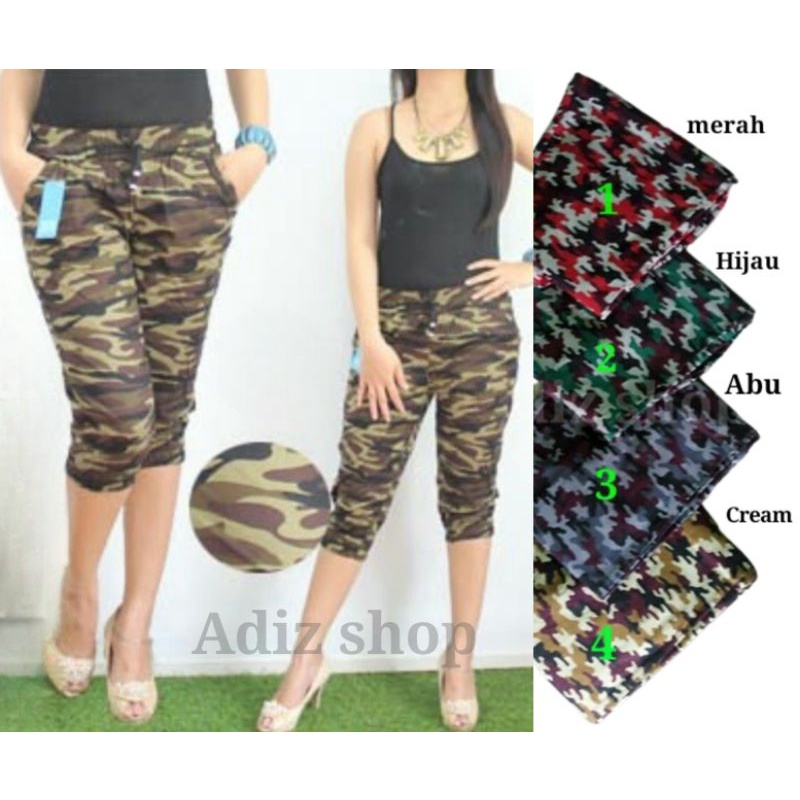 Joger Pendek / Celana Joger Pendek Motif Loreng / Celana pendek Wanita