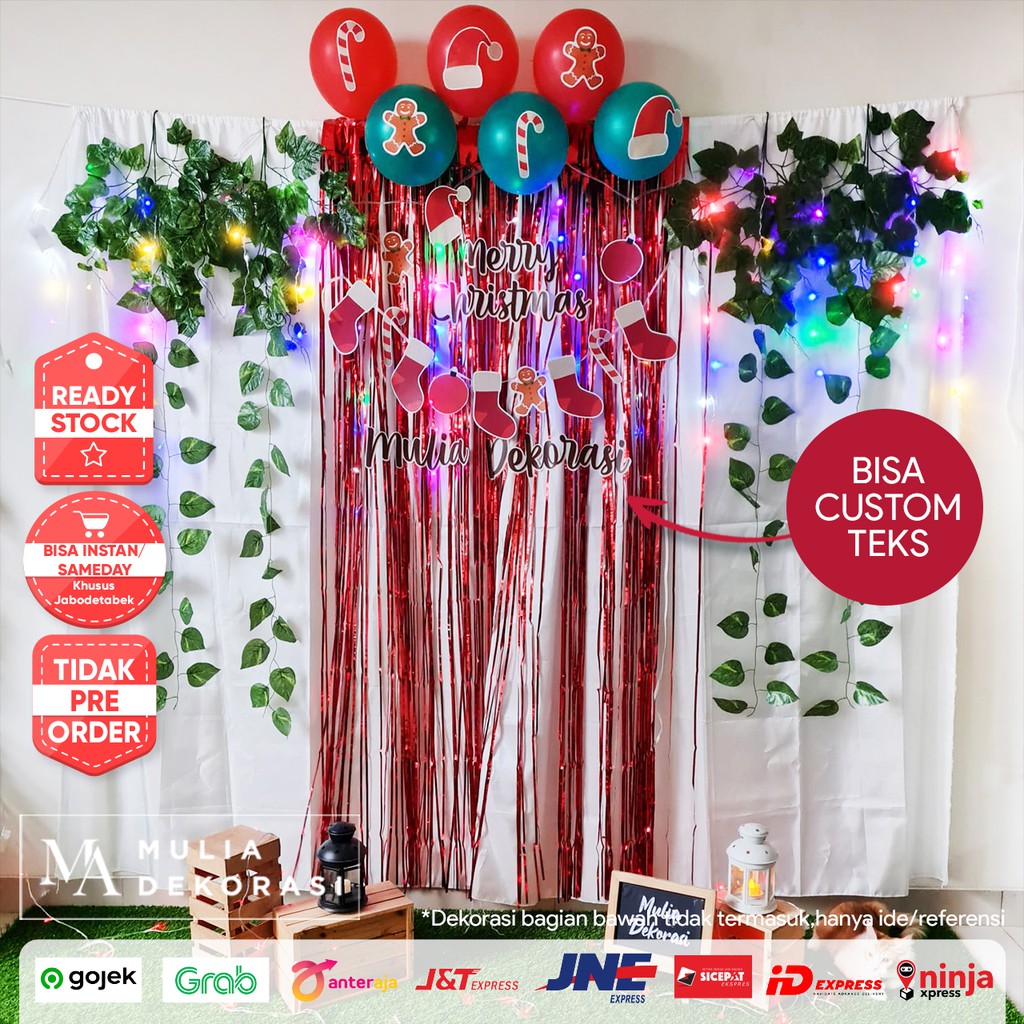 Dekorasi Backdrop Pesta Natal Photobooth Paket Merry Christmas Natal Tahun Baru Christmas