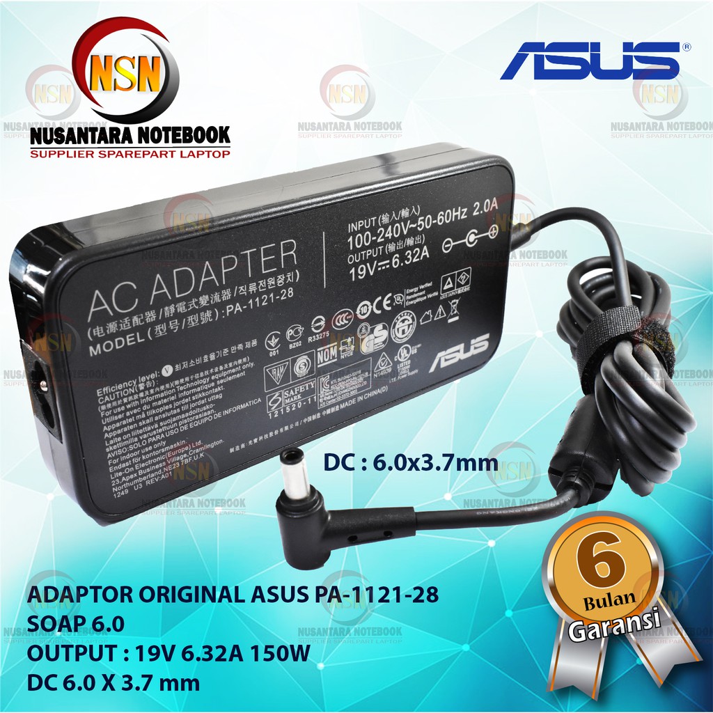 Adaptor Original Laptop Asus PA-1121-28 SOAP 6.0 19V 6.32A 150W DC 6.0 x3.7mm