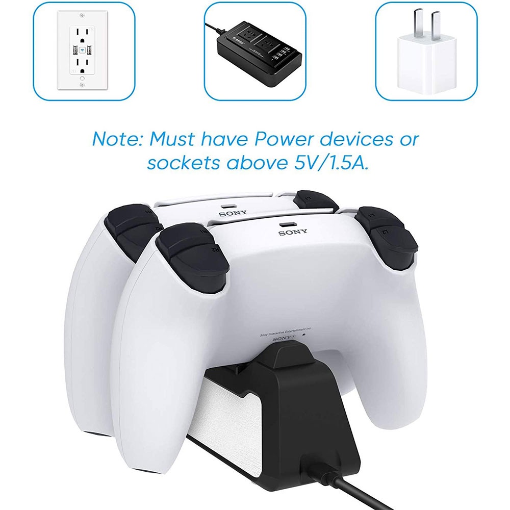 OLPAY Dok Pengisi Daya Controller Charging Docking Station Stand 2 Port for PS5 Gamepad - SON599 - Black White