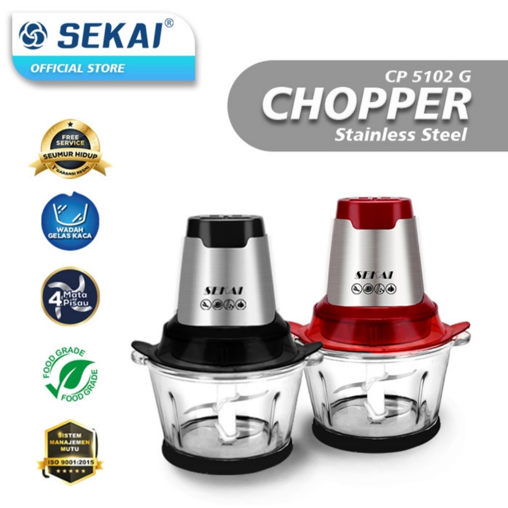 Chopper Sekai CP 5102 G Gelas Food Processor Penggiling Daging Bumbu Blender Daging Bumbu Sekai Food Chopper Sekai