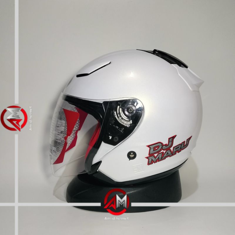 Jual HELM KYT DJ MARU SOLID WHITE HALF FACE DJMARU DJMARU POLOS PUTIH