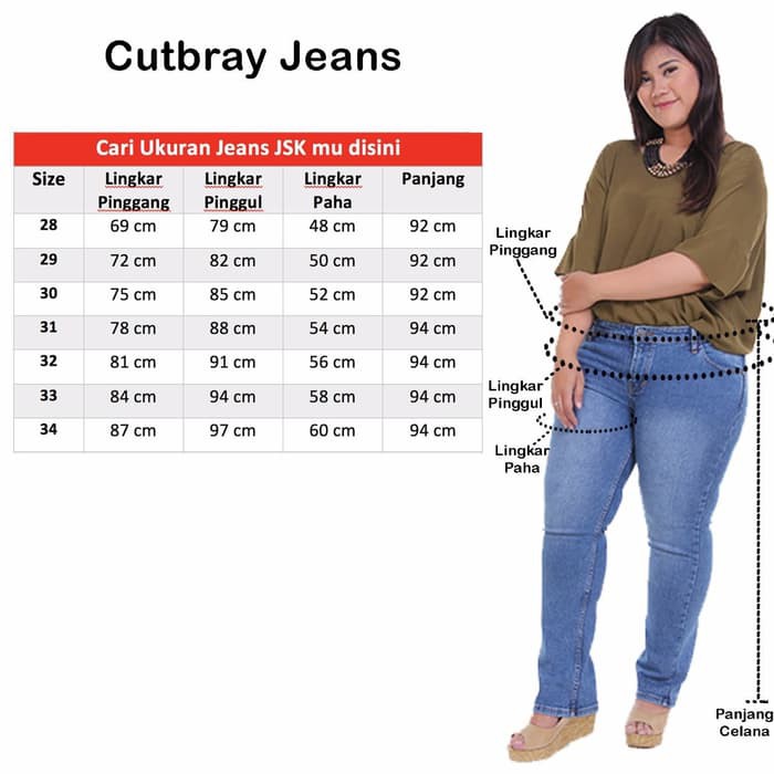 Ready Stok Celana Panjang Cutbray Jeans Wanita Putih BIG SIZE JUMBO JSK Jeans   Putih  28 terlaris