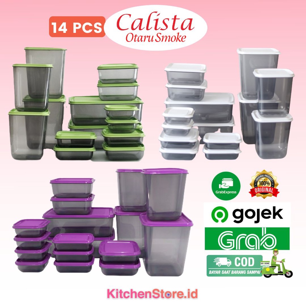 TOPLES CALISTA OTARU SMOKE 14PCS TOPLES KULKAS SERBAGUNA SET FOOD CONTAINER/CALISTA FOOD GRADE/FOOD PREPARATION/FOOD ORGANIZER/FOOD STORAGE/OTARU SET 14 PCS