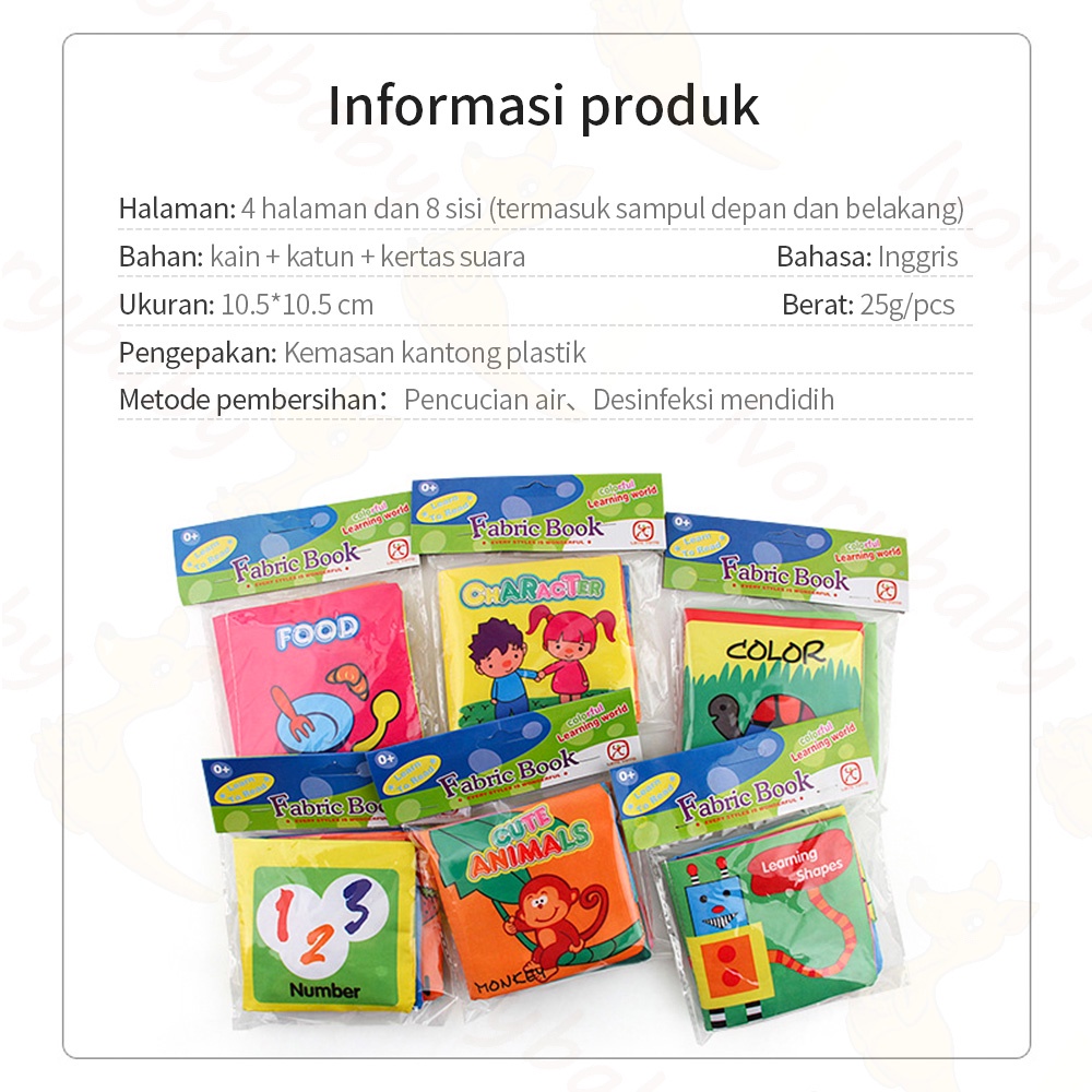 Ivorybaby Buku bantal bayi soft book buku edukasi anak bantal buku bayi