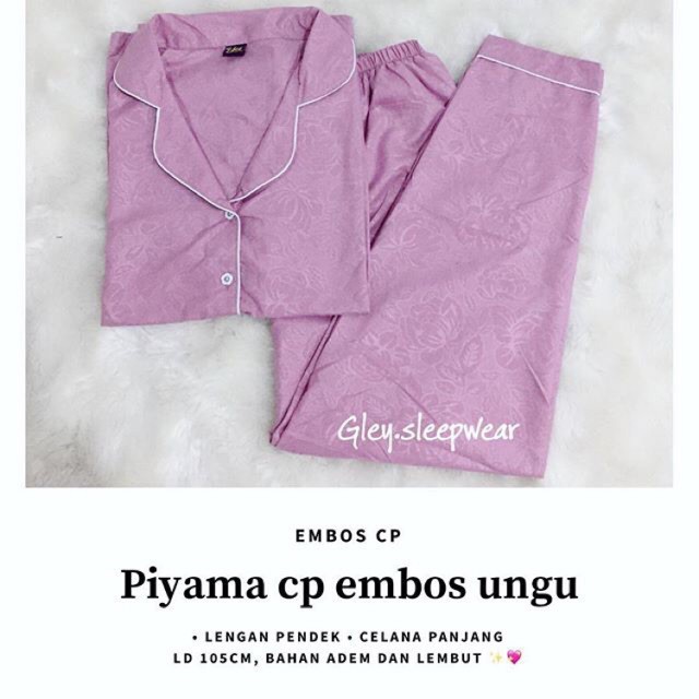 LFF Piyama CP Satin Emboss-Ungu Muda