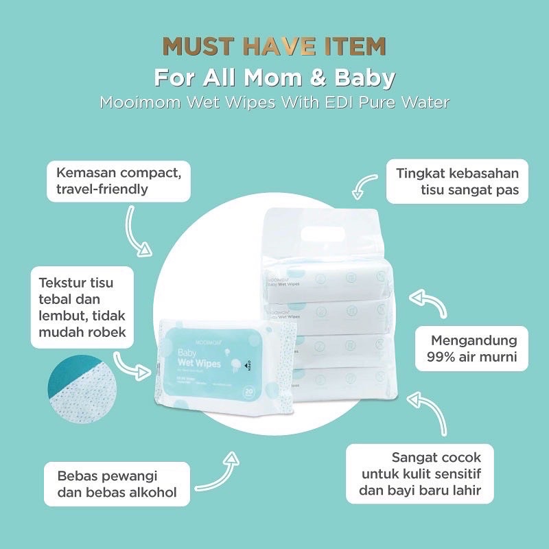 mooimom tissue basah wet wipes 100pcs