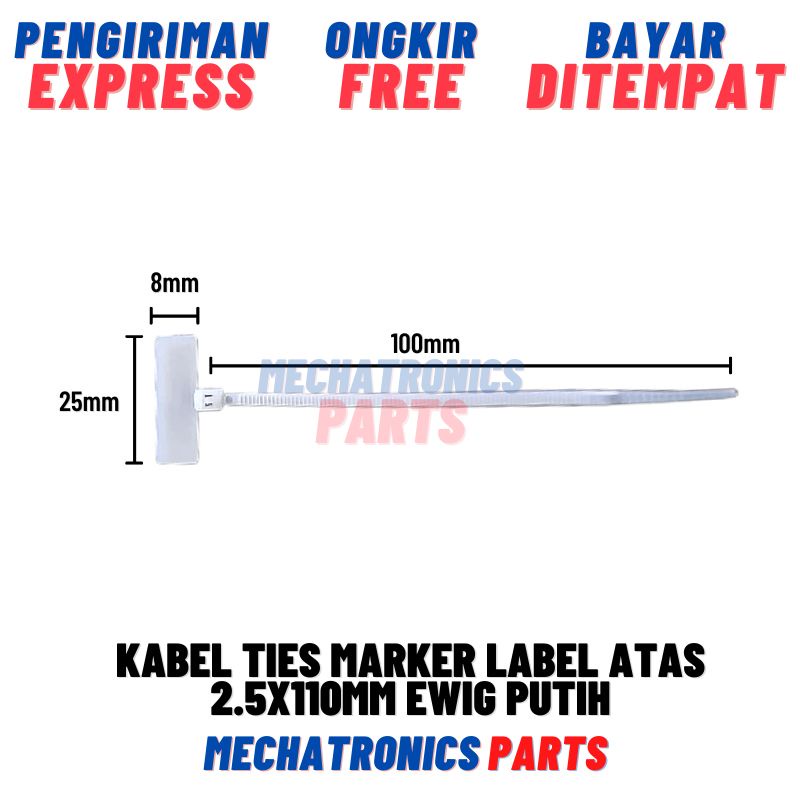 [DEV-9359] KABEL TIES MARKER LABEL ATAS 2.5X110MM EWIG PUTIH