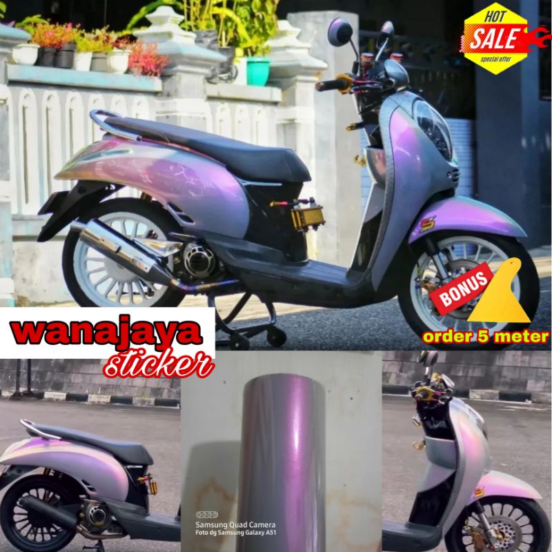 stiker skotlet motor warna flip volcano grey / skotlet abu abu pelangi / stiker motor pelangi