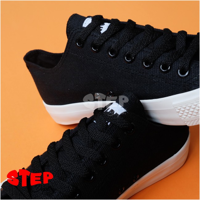 Sepatu Warrior Sparta LC BB/White - Warrior Low Hitam Sol Putih