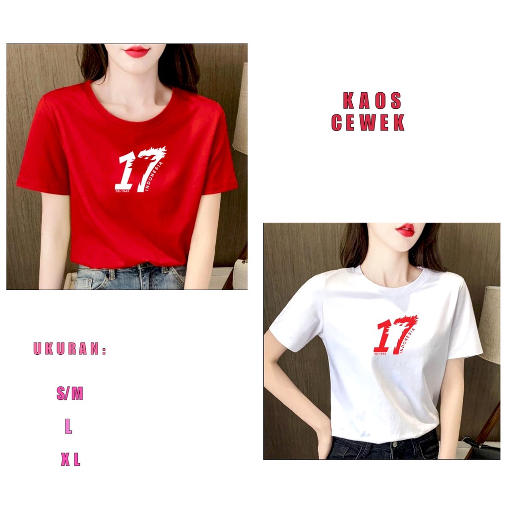 POLILE781 - KAOS CEWEK 17 AGUSTUS / atasan lengan pendek / oblong cewe / merdeka / agustus / indonesia / hut ri / terbaru / garuda / upacara / terkece