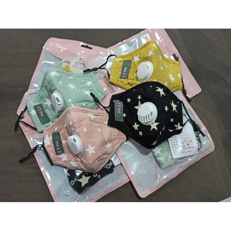 Masker Kain Mulut Anak Katup Motif Bintang HIGH' QUALITY