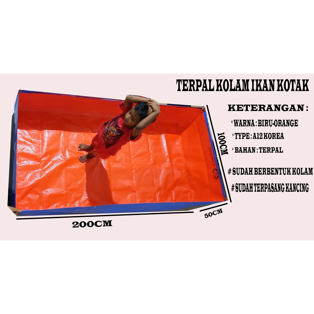 terpal kolam ikan UK 200x100x50 A12 korea original sangat  cocok buat ternak ikan lele dan ikan nila