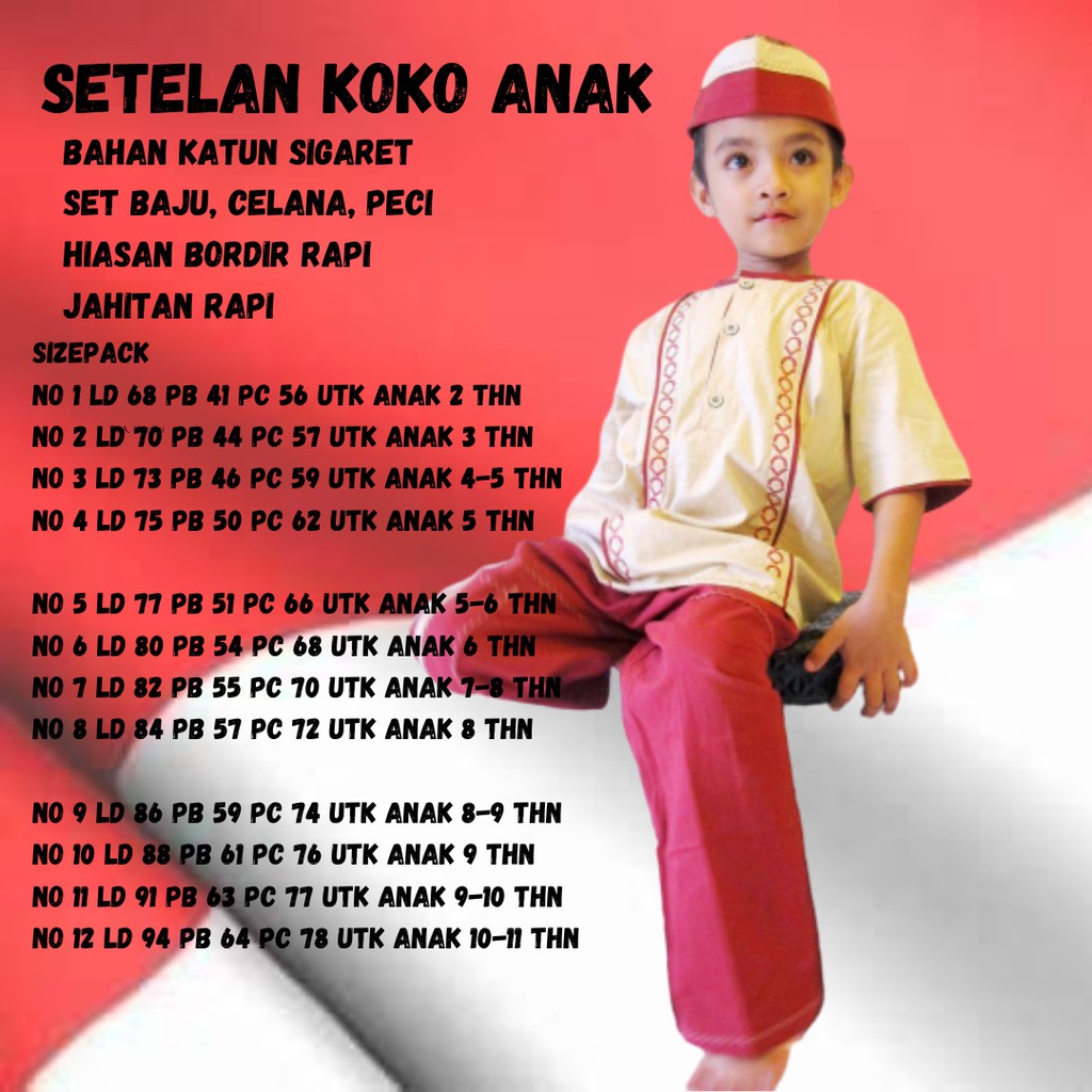 CITRA KIDS Baju Muslim Anak Setelan Koko Laki Lengan Pendek 2-11 Tahun Busana Set Taqwa Bordir COD