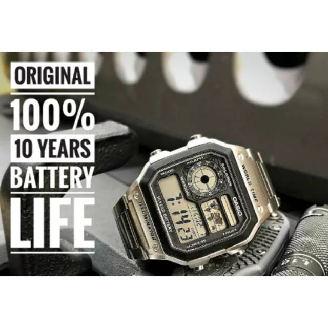 Casio AE-1200-WHD Original Jam Tangan Pria Anti Air Tali Rantai Digital Bergaransi Resmi 1 Tahun