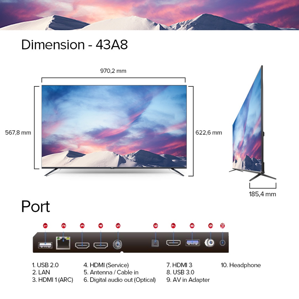 LED TCL 43 inch 43A8 Android 9 - UHD 4K Garansi Resmi