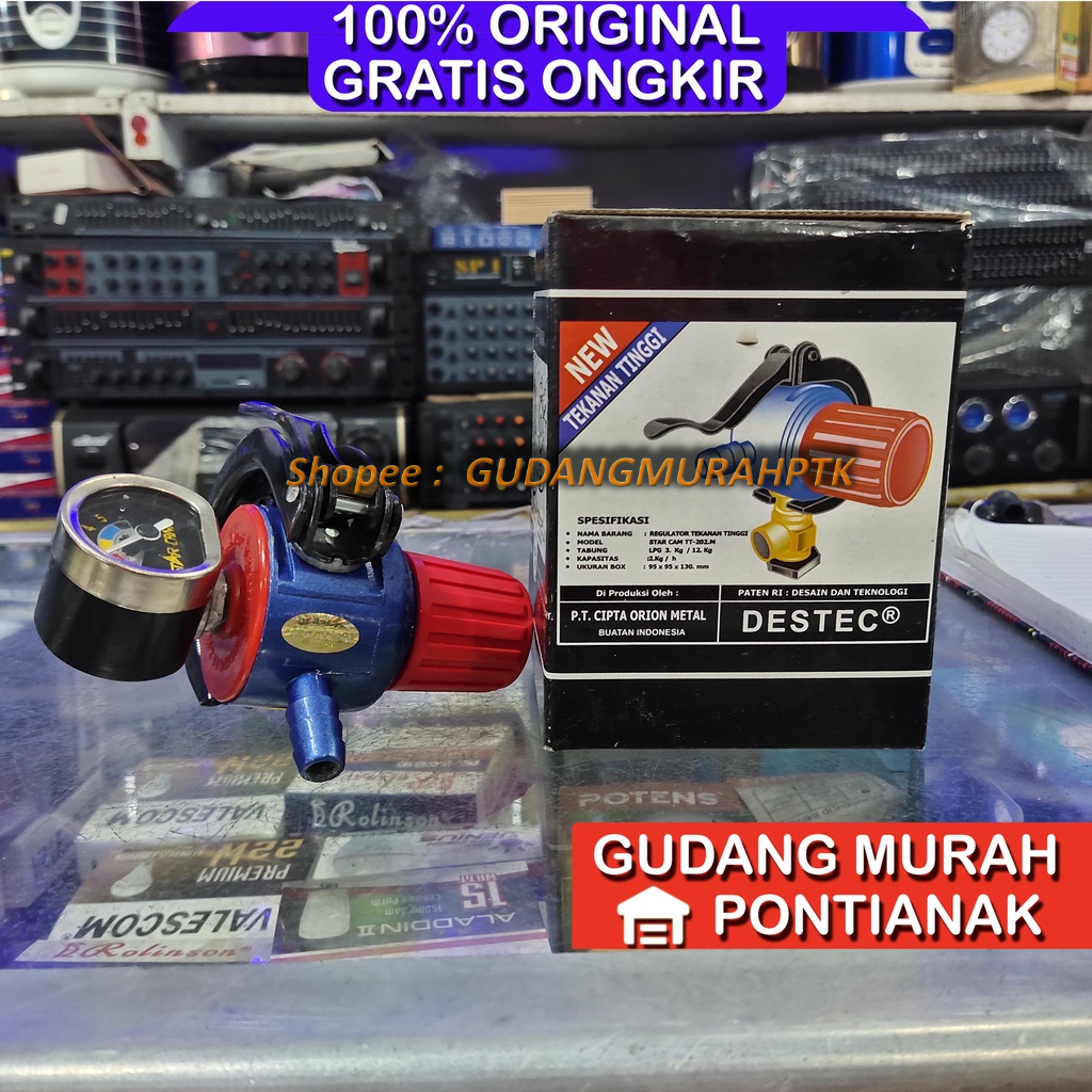 Kepala regulator TEKANAN TINGGI starcam + meteran regulator kompor semawar Jepit anti bocor  SC202M SC TT 202 M / SC-T12TM SC T 12