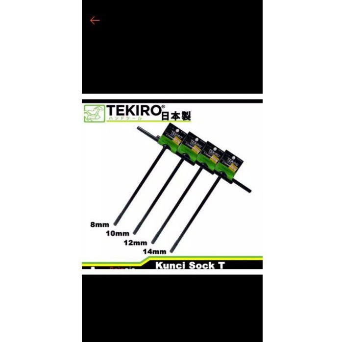 paket 1 set TEKIRO kunci T/original 1 set ukuran 8mm, 10mm, 12mm, 14mm, TEKIRO