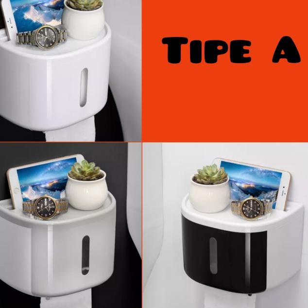 ⅎ tempat tissue toilet tempel kotak tisu toilet serbaguna - Hitam, Tipe A ✱