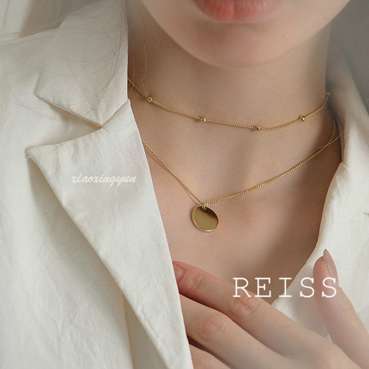 Kalung Berlapis Disc Bulat Liontin Kalung Kalung Emas Kalung Kalung Wanita