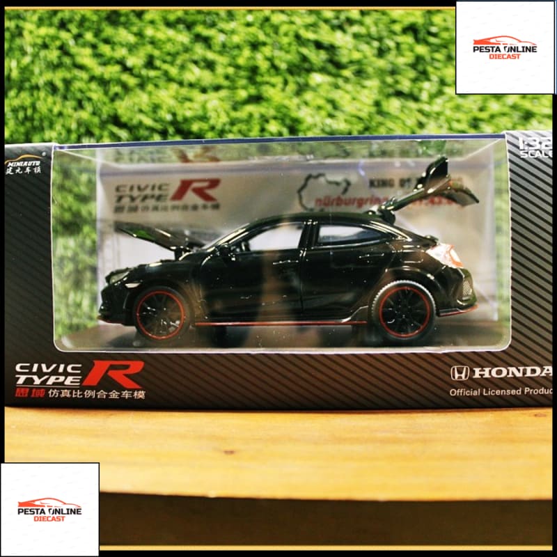 MINIAUTO Diecast Mobil Honda Civic Type R Miniatur hitam MINIAUTO 1:32 Akrilik
