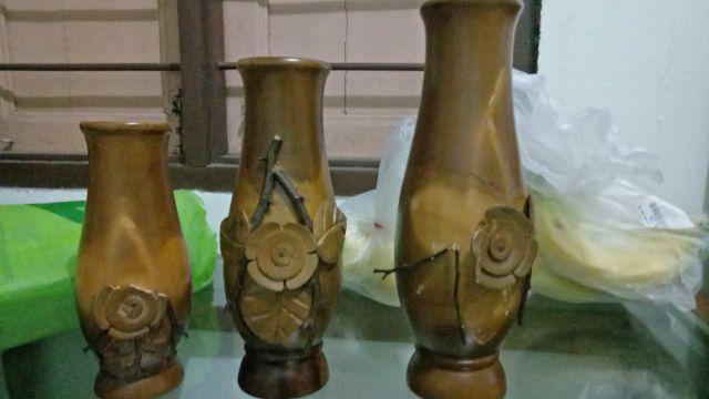 Vas Bunga Kayu Jati Set 3 Pcs.