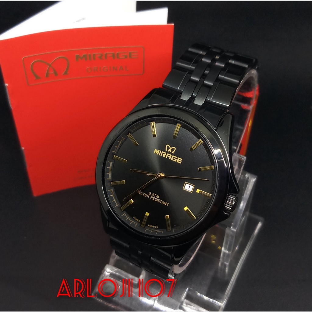 JAM TANGAN MIRAGE PRIA 8709 BRP-M  BLACK ORIGINAL