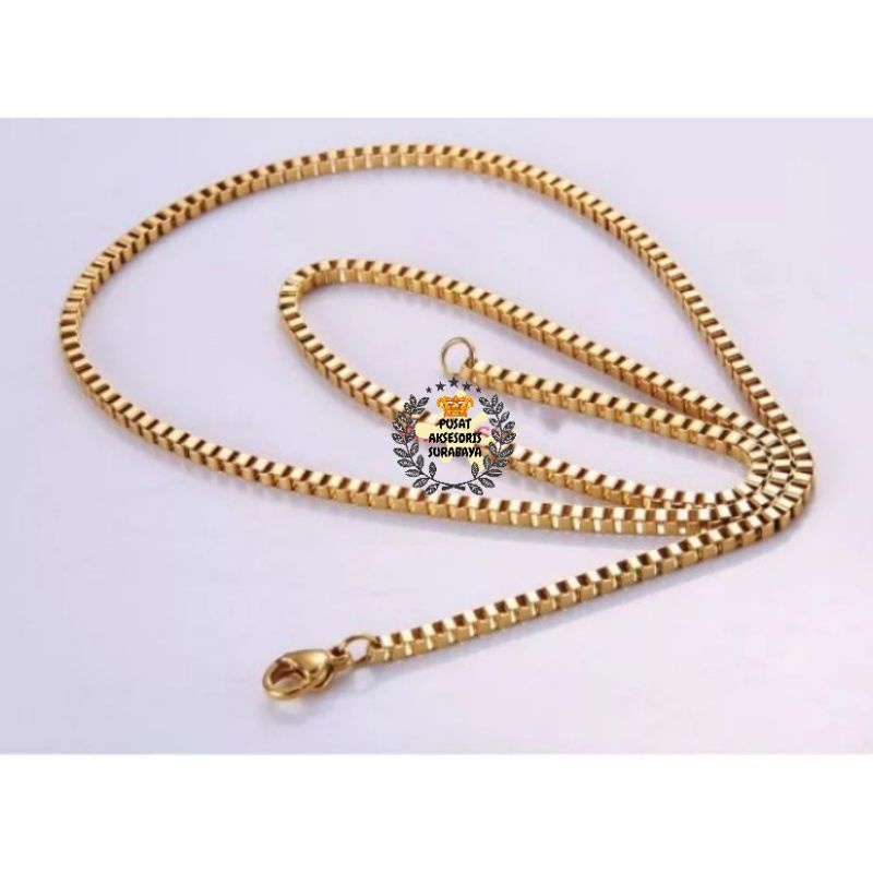 KALUNG MODEL ITALI WARNA EMAS TITANIUM BAGUS BERKUALITAS 45cm|50cm|60cm