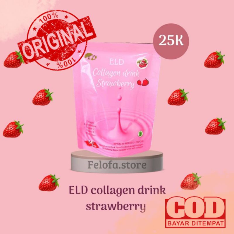 ELD COLLAGEN DRINK PEMUTIH & PELANGSING DALAM 1 KEMASAN RASA STRAWBERRY 60GR DISTRIBUTOR RESMI