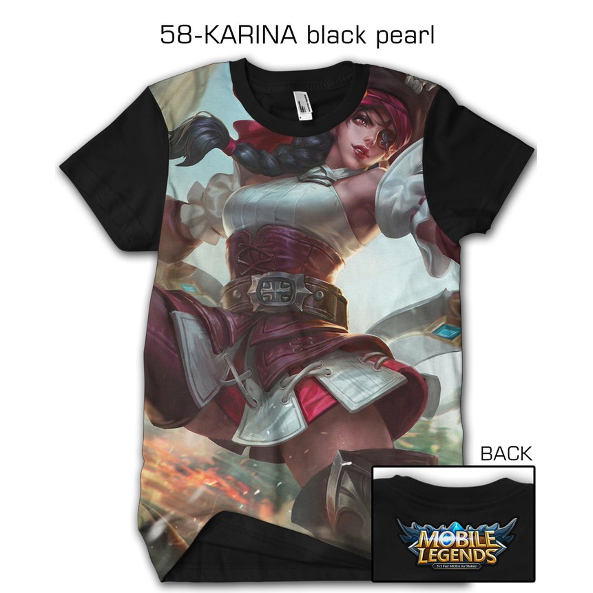 KAOS BAJU GAMING DISTRO PRINTING 3D MOBILE LEGEND legends KARINA BLACK PEARL - 58