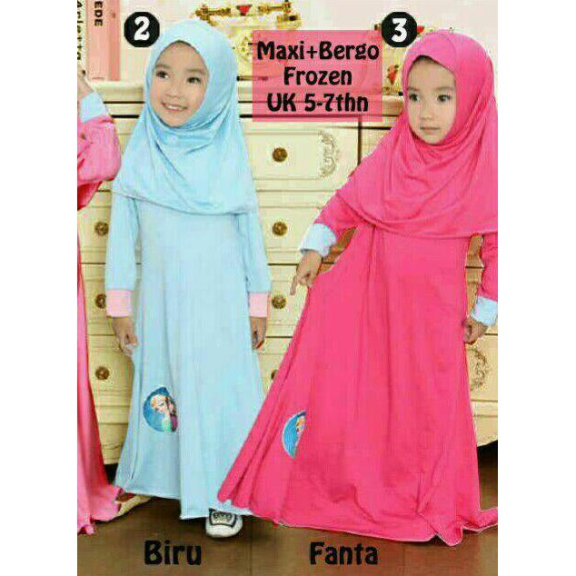 BAJU GAMIS ANAK FROZEN + BERGO