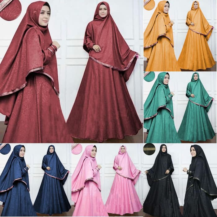Ns FC Najibah Gamis Syari Putih Benhur Abu Toska Navy Maroon Hujan Muslim Modis Modern White Mach DE