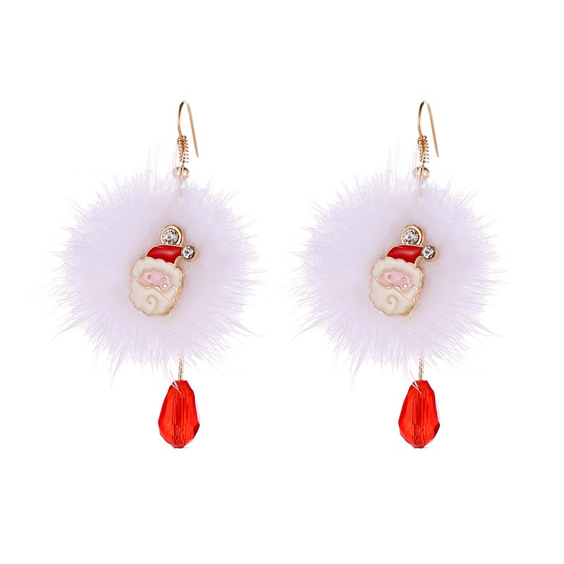 Fancyqube Anting Gantung Panjang Model Santa Claus / Snowman / Rusa / Bola Velvet Putih / Merah Untuk Wanita 2022