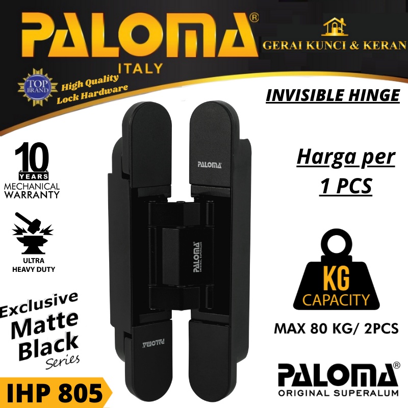 PALOMA IHP 805 INVISIBLE HINGE ENGSEL TANAM P80 HITAM MATTE BLACK