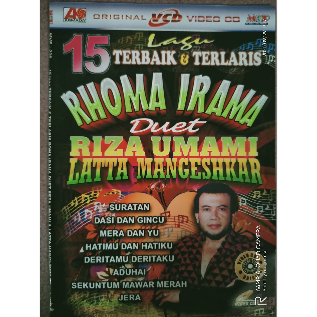 vcd original 15 lagu terbaik & terlaris RHOMA IRAMA duet RIZA UMAMI & LATTA MANGESKAR Prod.armada