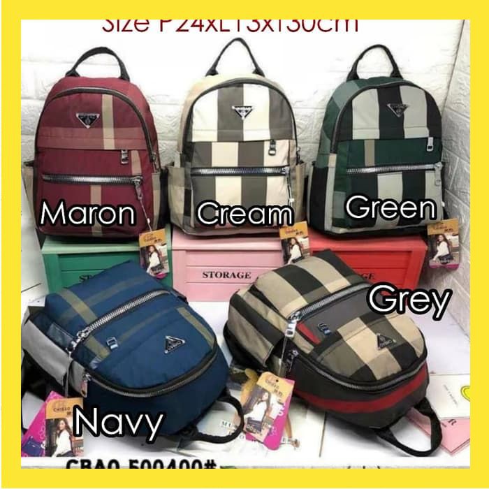 TAS RANSEL CHIBAO MOTIF KOTAK TERBARU KEKINIAN WANITA BACKPACK IMPORT CHIBAO BAGUS MURAH FS028