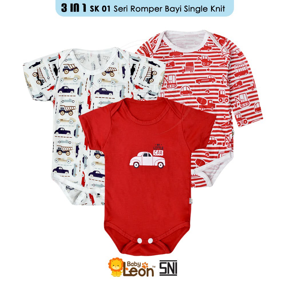 3in1 Jumper Bayi lengan panjang BABY LEON 0-12bln Jumsuit Bayi Cotton SERI-SK01 Sleepsuit Baju Bayi