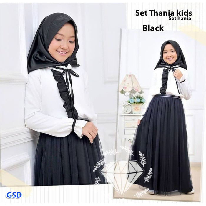 Busana Muslim Anak /Baju setelan Anak/Gamis anak-set thania kids one size usia 5 - 7 tahun